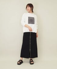 ZMKGE17098 al'aise modulation(アレーズモジュレーション) 額縁刺繍ロゴポンチカットソー ホワイト