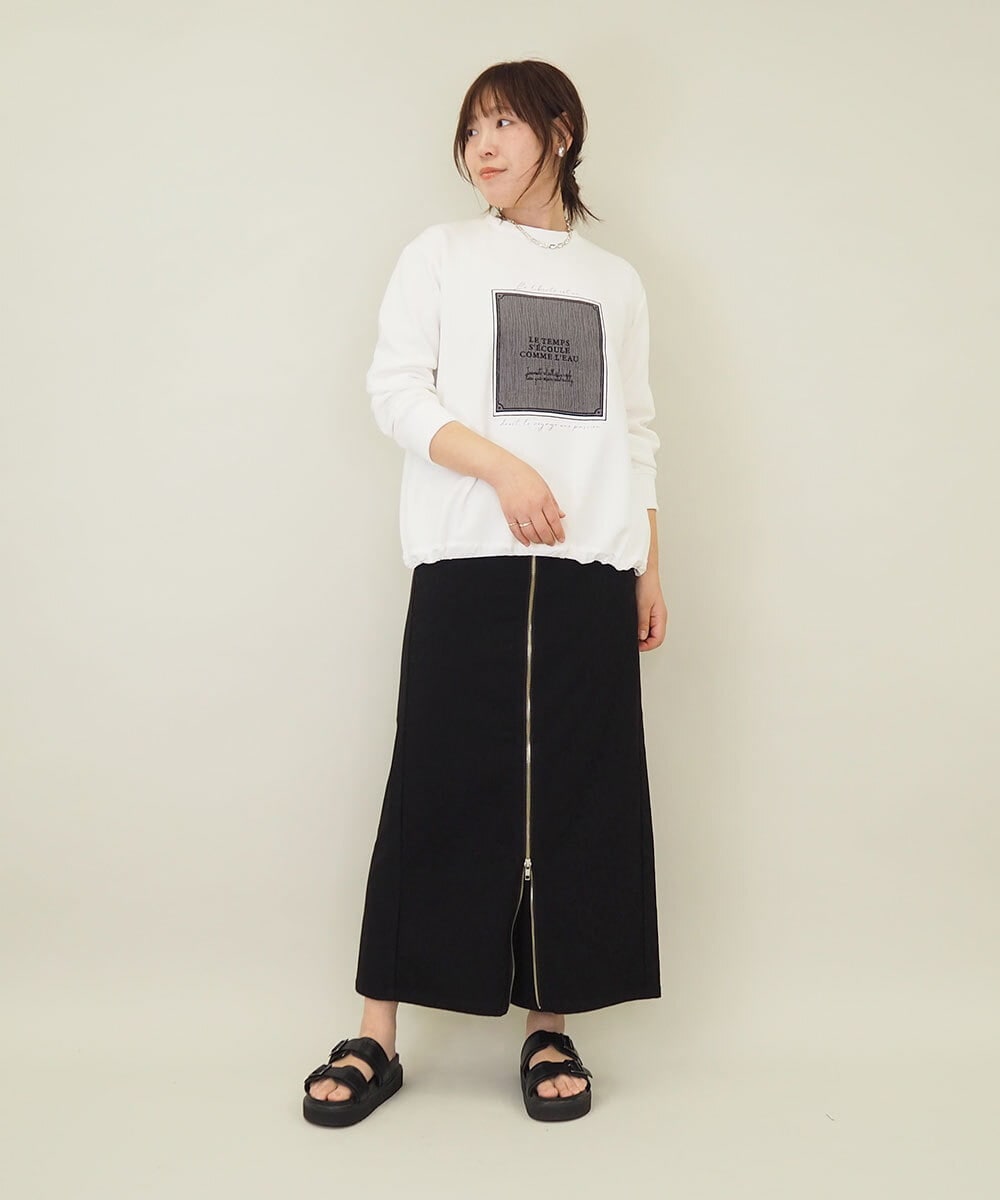 ZMKGE17098 al'aise modulation(アレーズモジュレーション) 額縁刺繍ロゴポンチカットソー ホワイト