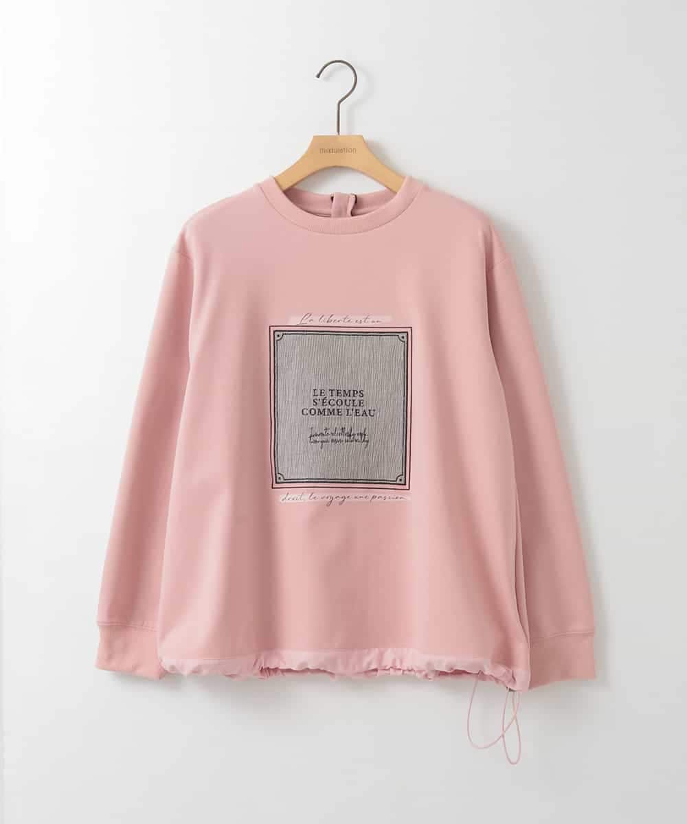 ZMKGE17098 al'aise modulation(アレーズモジュレーション) 額縁刺繍ロゴポンチカットソー ピンク