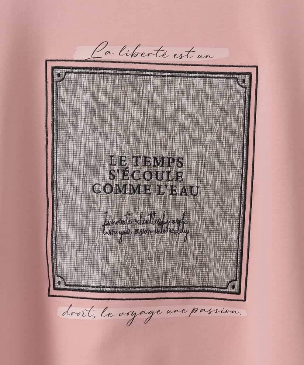 ZMKGE17098 al'aise modulation(アレーズモジュレーション) 額縁刺繍ロゴポンチカットソー ピンク