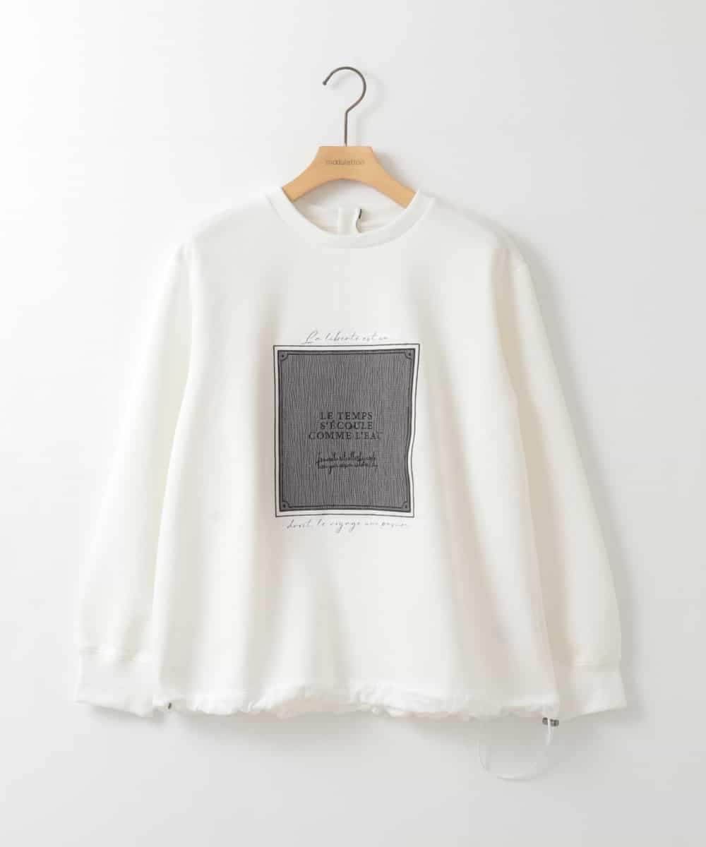 ZMKGE17098 al'aise modulation(アレーズモジュレーション) 額縁刺繍ロゴポンチカットソー ホワイト