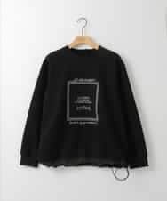 ZMKGE17098 al'aise modulation(アレーズモジュレーション) 額縁刺繍ロゴポンチカットソー ブラック