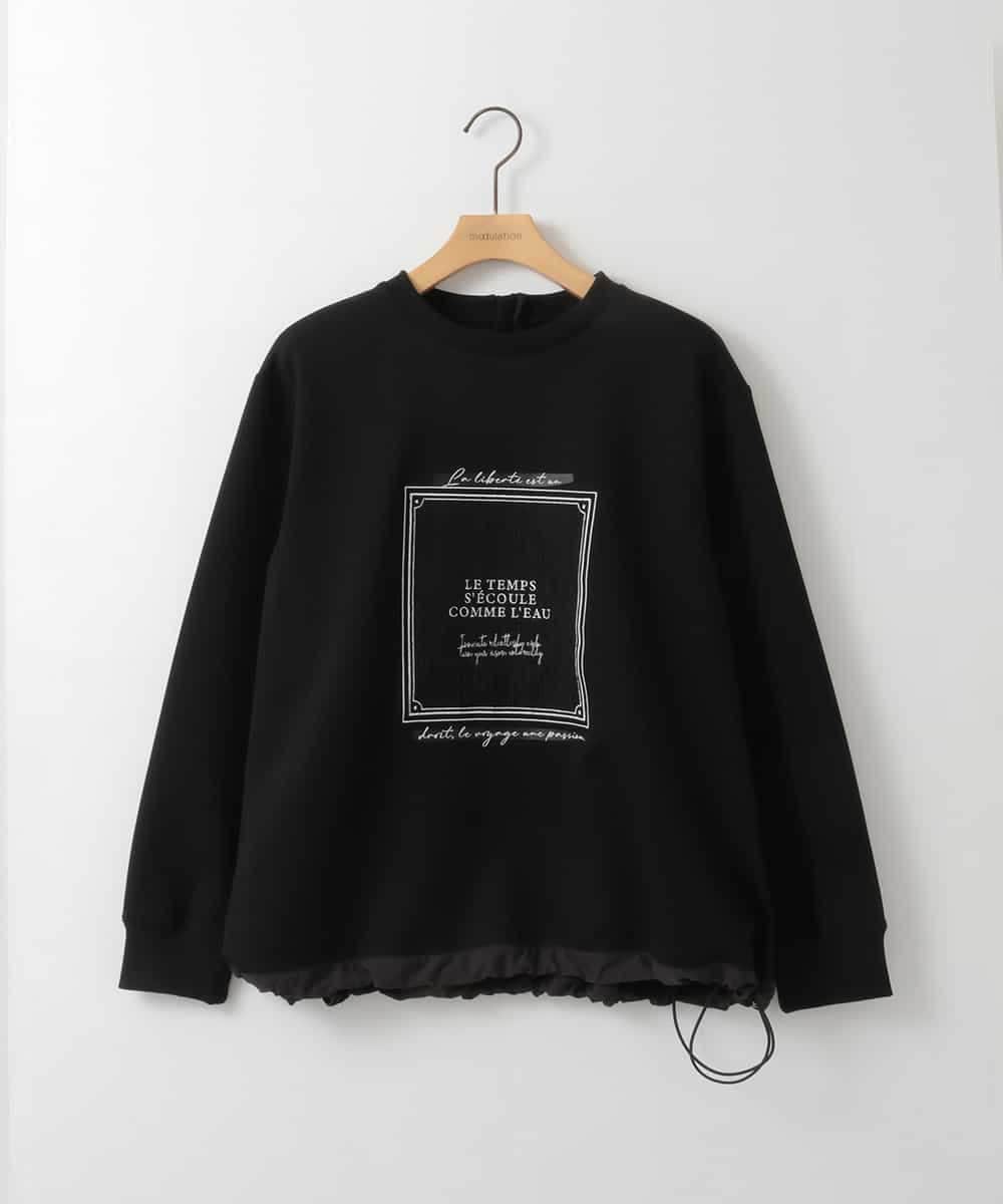 ZMKGE17098 al'aise modulation(アレーズモジュレーション) 額縁刺繍ロゴポンチカットソー ブラック