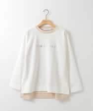 ZMKGE18118 al'aise modulation(アレーズモジュレーション) 異素材ドッキングスパンコールロゴカットソー ホワイト