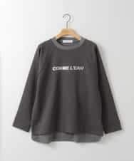 ZMKGE18118 al'aise modulation(アレーズモジュレーション) 異素材ドッキングスパンコールロゴカットソー ダークグレー