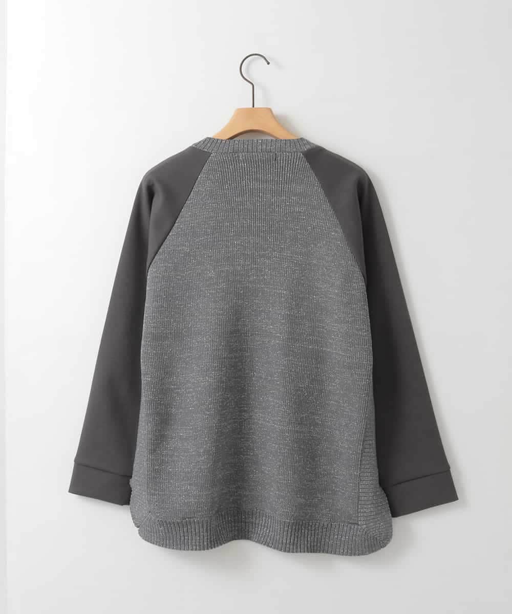 ZMKGE18118 al'aise modulation(アレーズモジュレーション) 異素材ドッキングスパンコールロゴカットソー ダークグレー