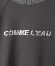 ZMKGE18118 al'aise modulation(アレーズモジュレーション) 異素材ドッキングスパンコールロゴカットソー ダークグレー