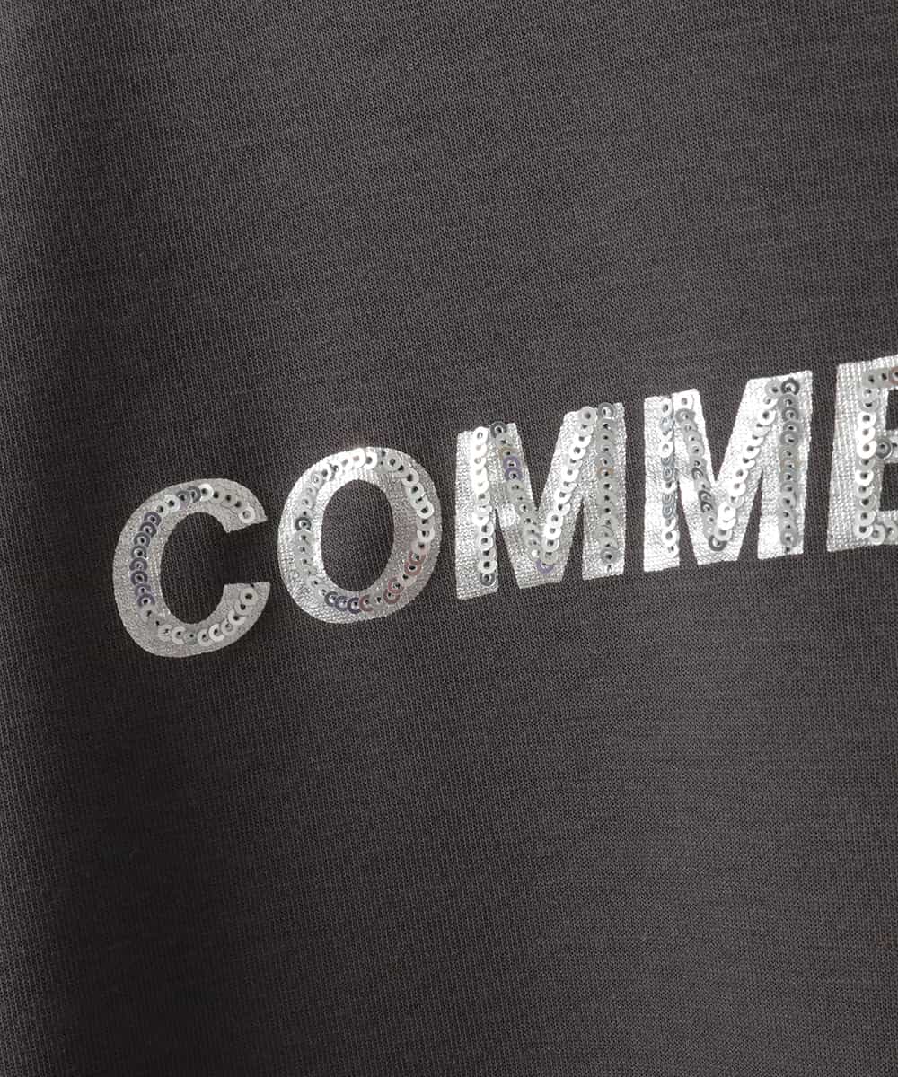 ZMKGE18118 al'aise modulation(アレーズモジュレーション) 異素材ドッキングスパンコールロゴカットソー ダークグレー