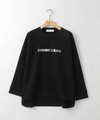 ZMKGE18118 al'aise modulation 異素材ドッキングスパンコールロゴカットソー