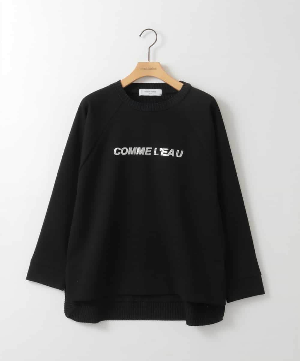 ZMKGE18118 al'aise modulation(アレーズモジュレーション) 異素材ドッキングスパンコールロゴカットソー ブラック