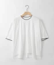 ZMKGE19110 al'aise modulation(アレーズモジュレーション) 【洗える】配色リブテープデザインカットソー ホワイト