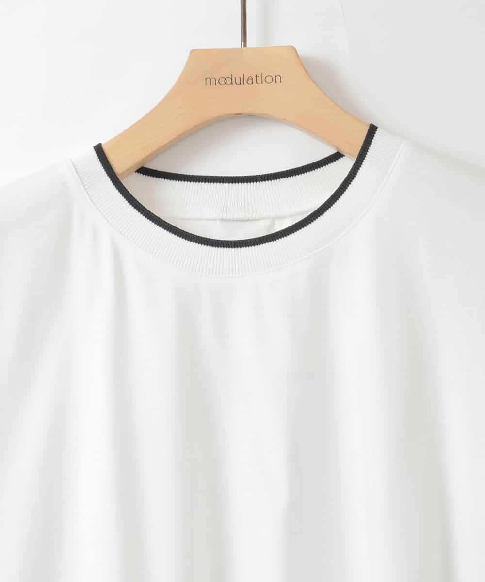 ZMKGE19110 al'aise modulation(アレーズモジュレーション) 【洗える】配色リブテープデザインカットソー ホワイト