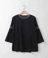 ZMKGE20119 al'aise modulation(アレーズモジュレーション) 【洗える】配色リブフレアスリーブカットソー ブラック