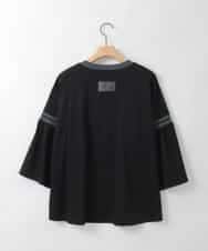ZMKGE20119 al'aise modulation(アレーズモジュレーション) 【洗える】配色リブフレアスリーブカットソー ブラック