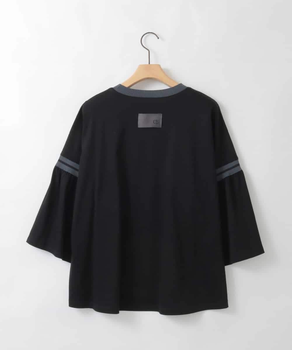 ZMKGE20119 al'aise modulation(アレーズモジュレーション) 【洗える】配色リブフレアスリーブカットソー ブラック