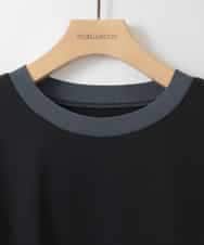 ZMKGE20119 al'aise modulation(アレーズモジュレーション) 【洗える】配色リブフレアスリーブカットソー ブラック