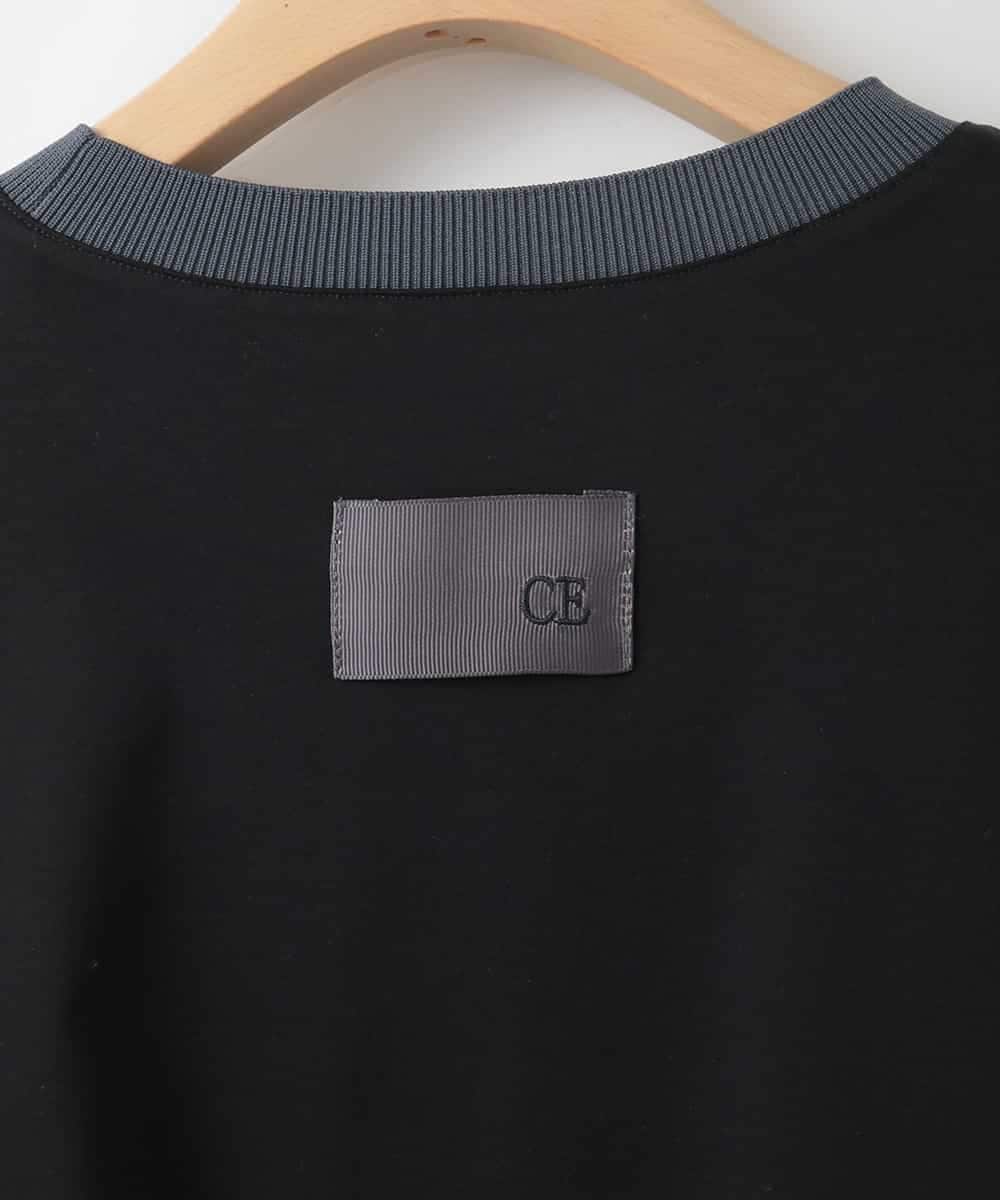 ZMKGE20119 al'aise modulation(アレーズモジュレーション) 【洗える】配色リブフレアスリーブカットソー ブラック