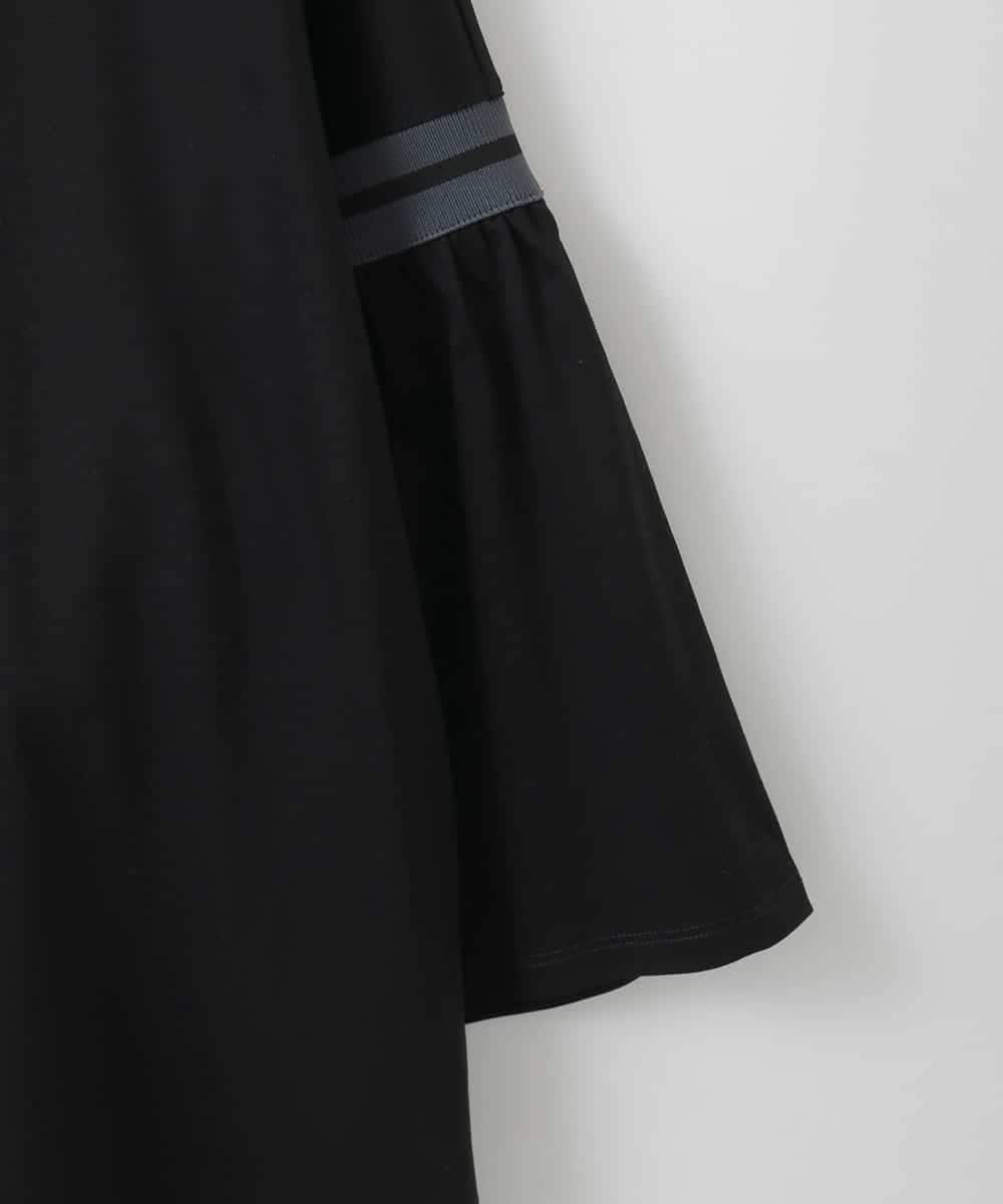 ZMKGE20119 al'aise modulation(アレーズモジュレーション) 【洗える】配色リブフレアスリーブカットソー ブラック