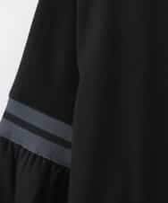 ZMKGE20119 al'aise modulation(アレーズモジュレーション) 【洗える】配色リブフレアスリーブカットソー ブラック