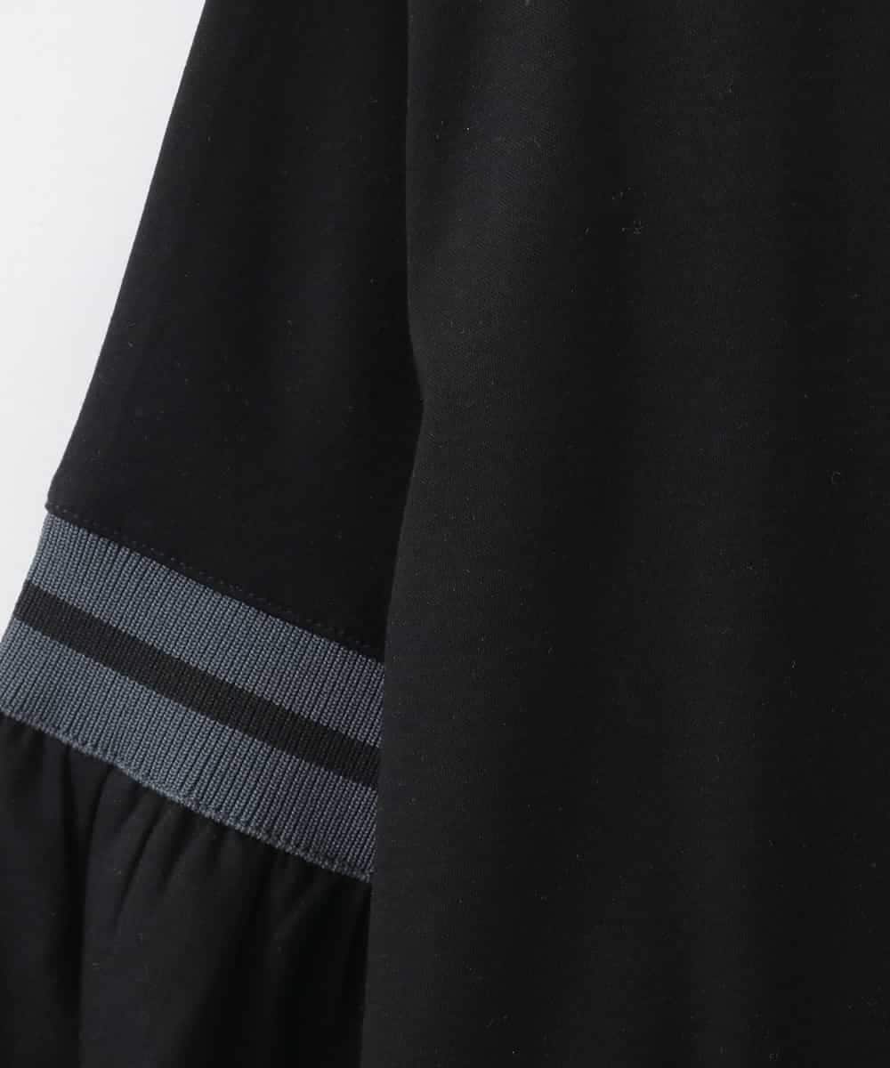 ZMKGE20119 al'aise modulation(アレーズモジュレーション) 【洗える】配色リブフレアスリーブカットソー ブラック