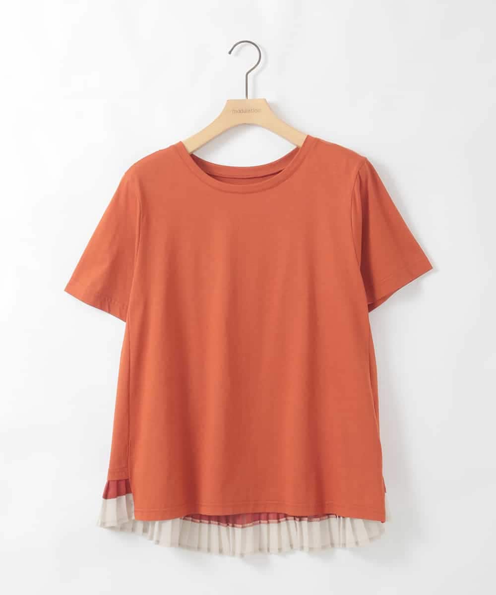 ZMKGE21098 al'aise modulation(アレーズモジュレーション) 【洗える】バックプリーツドッキングカットソー オレンジ