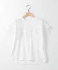 ZMKGE22110 al'aise modulation(アレーズモジュレーション) フロント袖レースドッキングカットソー ホワイト