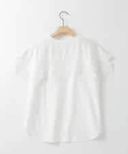 ZMKGE22110 al'aise modulation(アレーズモジュレーション) フロント袖レースドッキングカットソー ホワイト