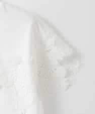 ZMKGE22110 al'aise modulation(アレーズモジュレーション) フロント袖レースドッキングカットソー ホワイト