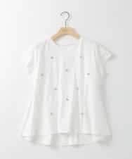 ZMKGE23099 al'aise modulation(アレーズモジュレーション) ビジューポイント切り替えフレアカットソー ホワイト