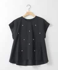 ZMKGE23099 al'aise modulation(アレーズモジュレーション) ビジューポイント切り替えフレアカットソー ブラック