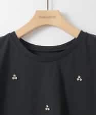 ZMKGE23099 al'aise modulation(アレーズモジュレーション) ビジューポイント切り替えフレアカットソー ブラック