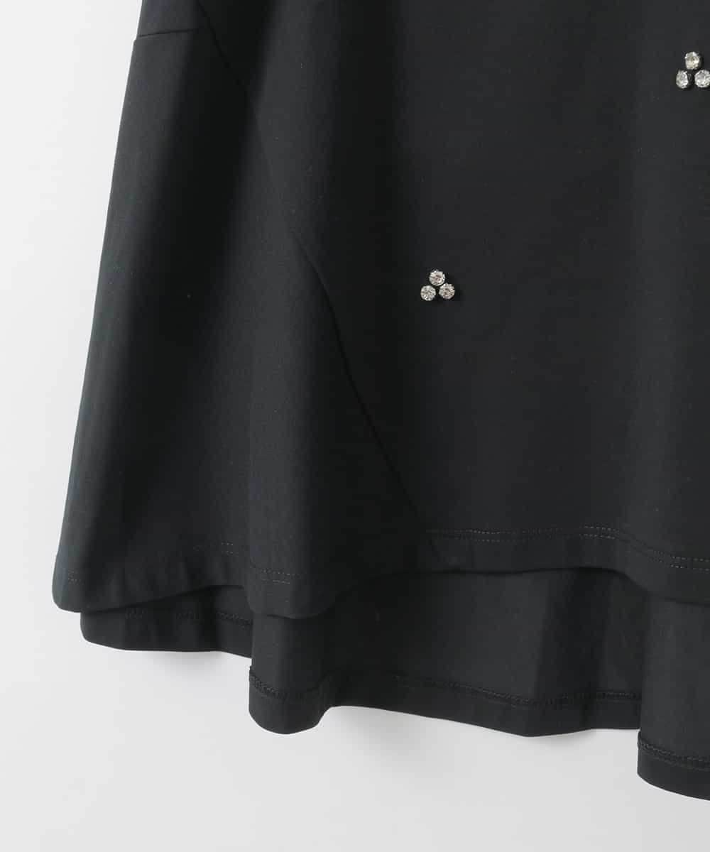 ZMKGE23099 al'aise modulation(アレーズモジュレーション) ビジューポイント切り替えフレアカットソー ブラック