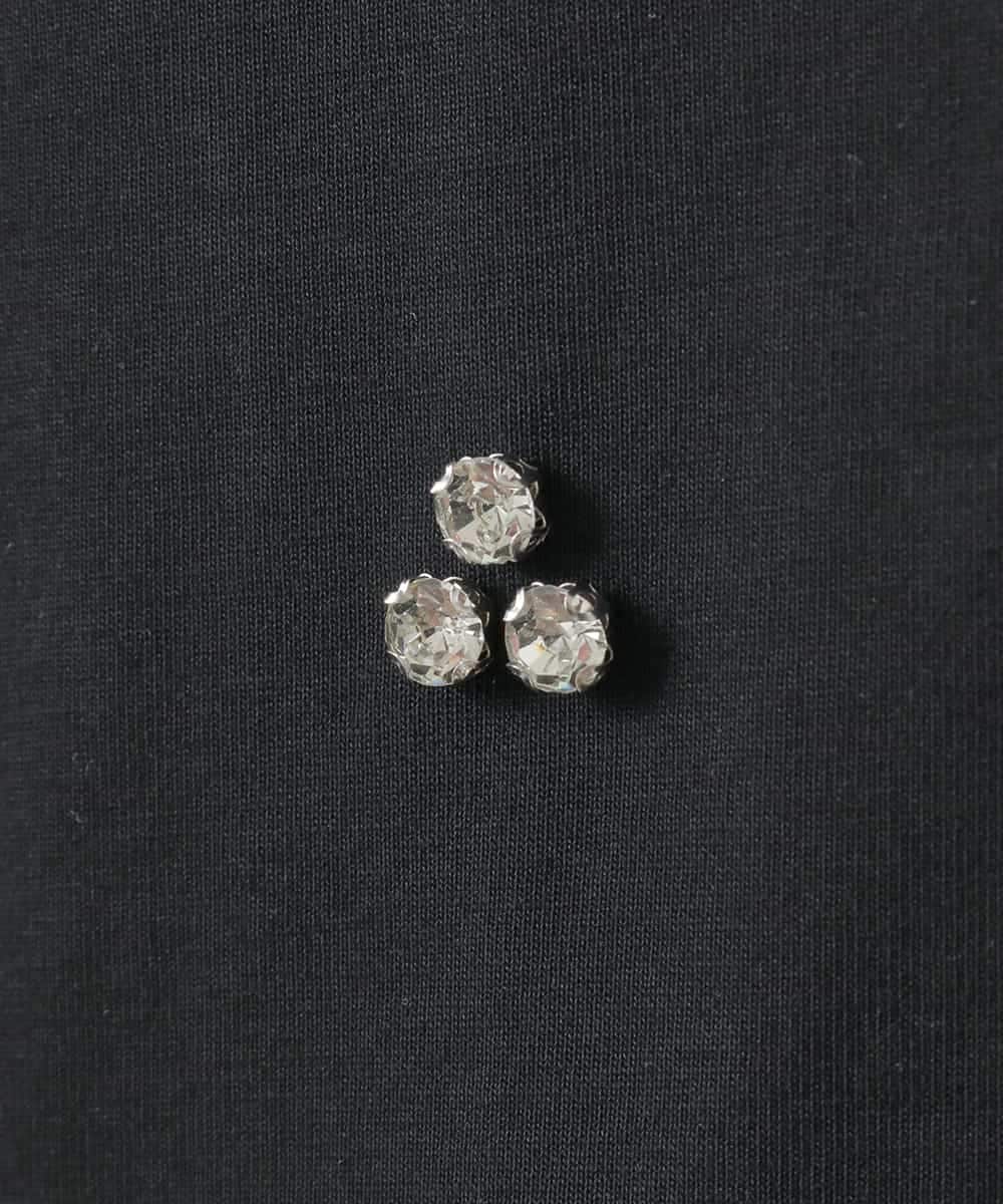 ZMKGE23099 al'aise modulation(アレーズモジュレーション) ビジューポイント切り替えフレアカットソー ブラック