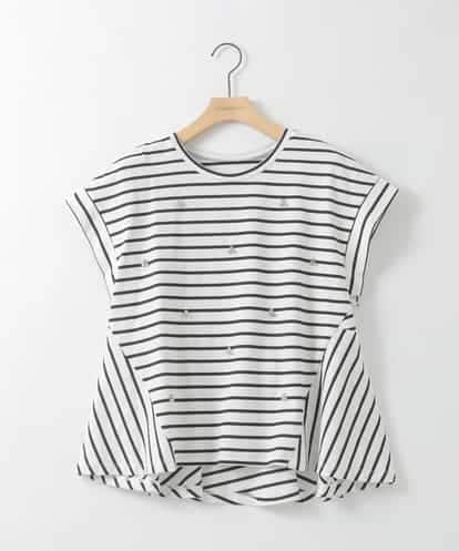 ZMKGE24099 al'aise modulation ビジューポイント切り替えフレアボーダーカットソー