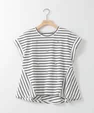 ZMKGE24099 al'aise modulation(アレーズモジュレーション) ビジューポイント切り替えフレアボーダーカットソー ホワイト