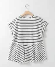 ZMKGE24099 al'aise modulation(アレーズモジュレーション) ビジューポイント切り替えフレアボーダーカットソー ホワイト