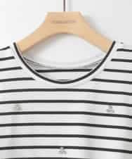 ZMKGE24099 al'aise modulation(アレーズモジュレーション) ビジューポイント切り替えフレアボーダーカットソー ホワイト