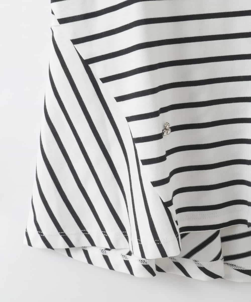 ZMKGE24099 al'aise modulation(アレーズモジュレーション) ビジューポイント切り替えフレアボーダーカットソー ホワイト