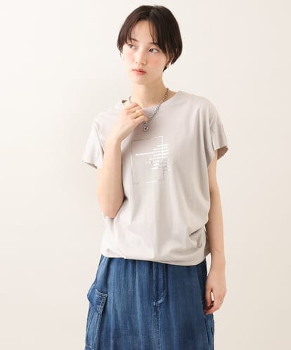 ZMKGE25085 al'aise modulation 【洗える】サイドタックフレンチスリーブTシャツ