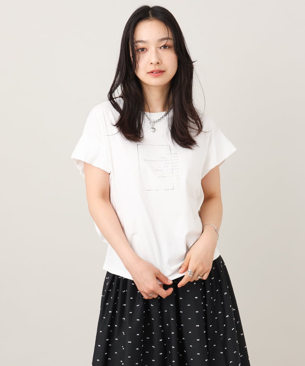 洗える】サイドタックフレンチスリーブTシャツ(カットソー・Tシャツ