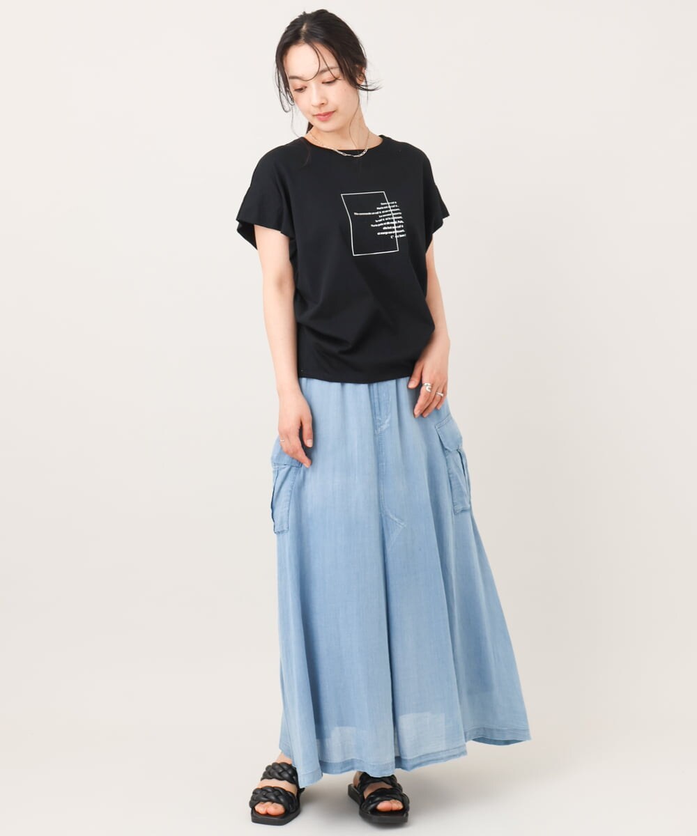 洗える】サイドタックフレンチスリーブTシャツ(カットソー・Tシャツ