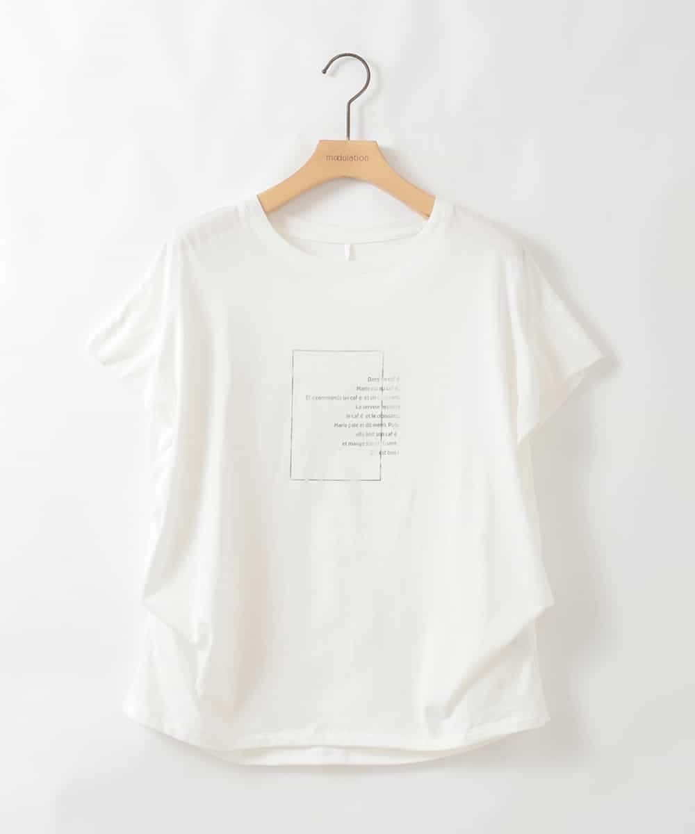 ZMKGE25085 al'aise modulation(アレーズモジュレーション) 【洗える】サイドタックフレンチスリーブTシャツ ホワイト