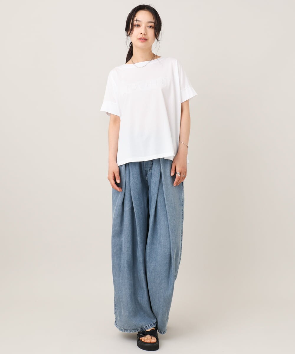 ZMKGE26079 al'aise modulation(アレーズモジュレーション) 立体ステッチロゴデザインTシャツ アイボリー
