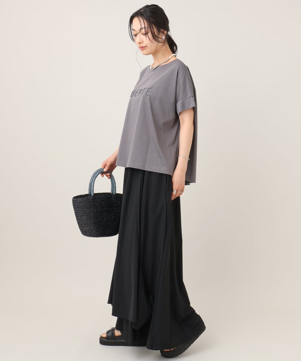 ZMKGE26079 al'aise modulation(アレーズモジュレーション) 立体ステッチロゴデザインTシャツ ダークグレー
