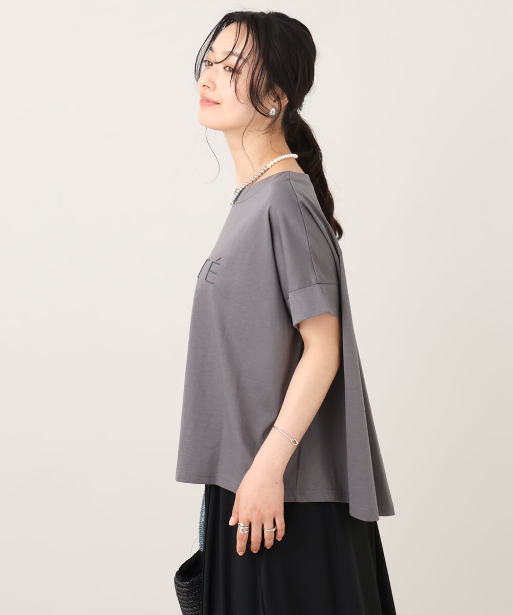 ZMKGE26079 al'aise modulation(アレーズモジュレーション) 立体ステッチロゴデザインTシャツ ダークグレー