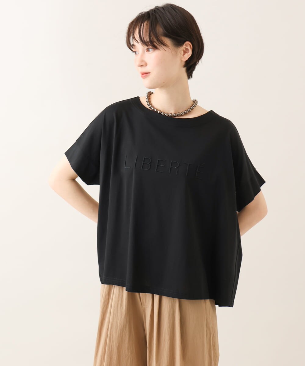 ZMKGE26079 al'aise modulation(アレーズモジュレーション) 立体ステッチロゴデザインTシャツ ブラック