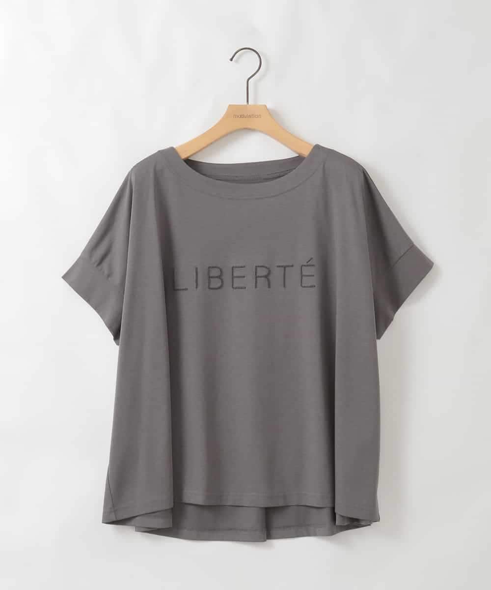 ZMKGE26079 al'aise modulation(アレーズモジュレーション) 立体ステッチロゴデザインTシャツ ダークグレー