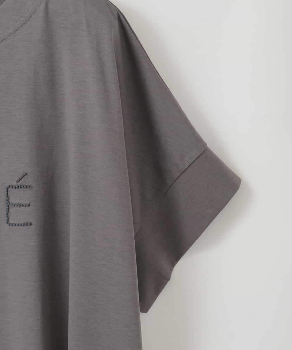 ZMKGE26079 al'aise modulation(アレーズモジュレーション) 立体ステッチロゴデザインTシャツ ダークグレー