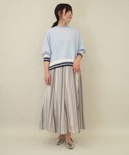 ZMKGE27120 al'aise modulation(アレーズモジュレーション) 【洗える】つぶつぶジョーゼット配色ラグランカットソー ライトブルー