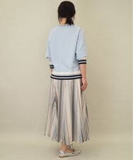 ZMKGE27120 al'aise modulation(アレーズモジュレーション) 【洗える】つぶつぶジョーゼット配色ラグランカットソー ライトブルー